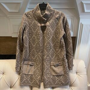 Chiaramente Soft Wool Blend Tunic Cardigan Sweater Brown Long Sleeve Womens S